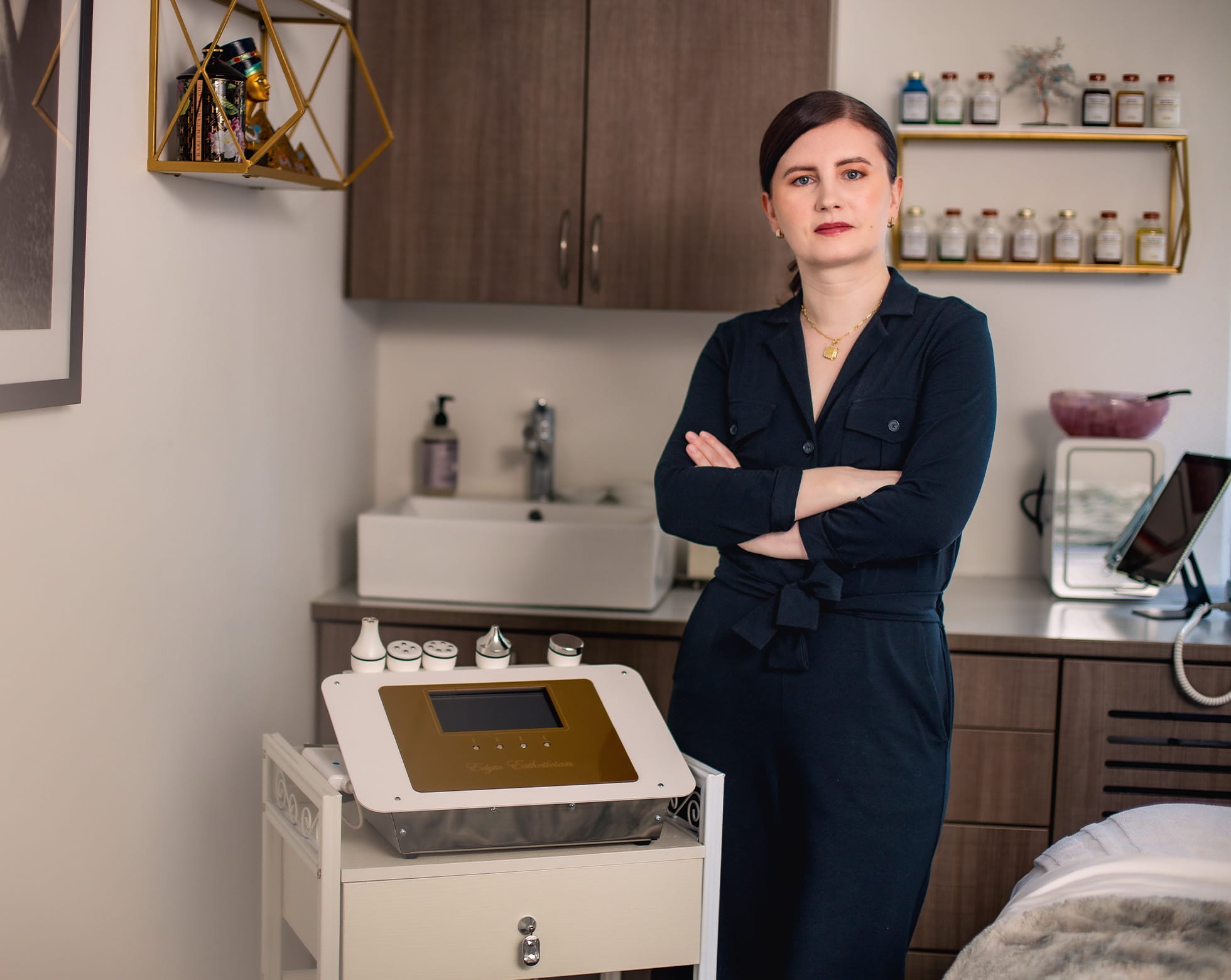 Nurse standing near machine