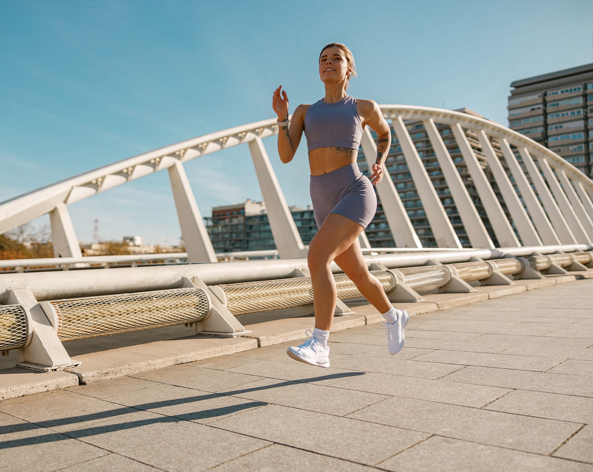 Woman running outside