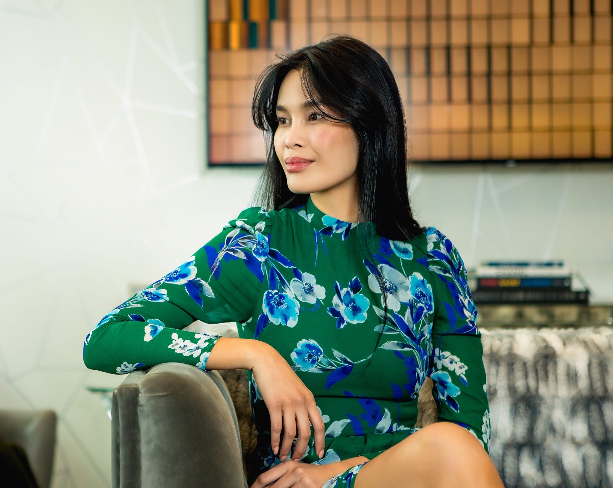 Woman sitting in a chair