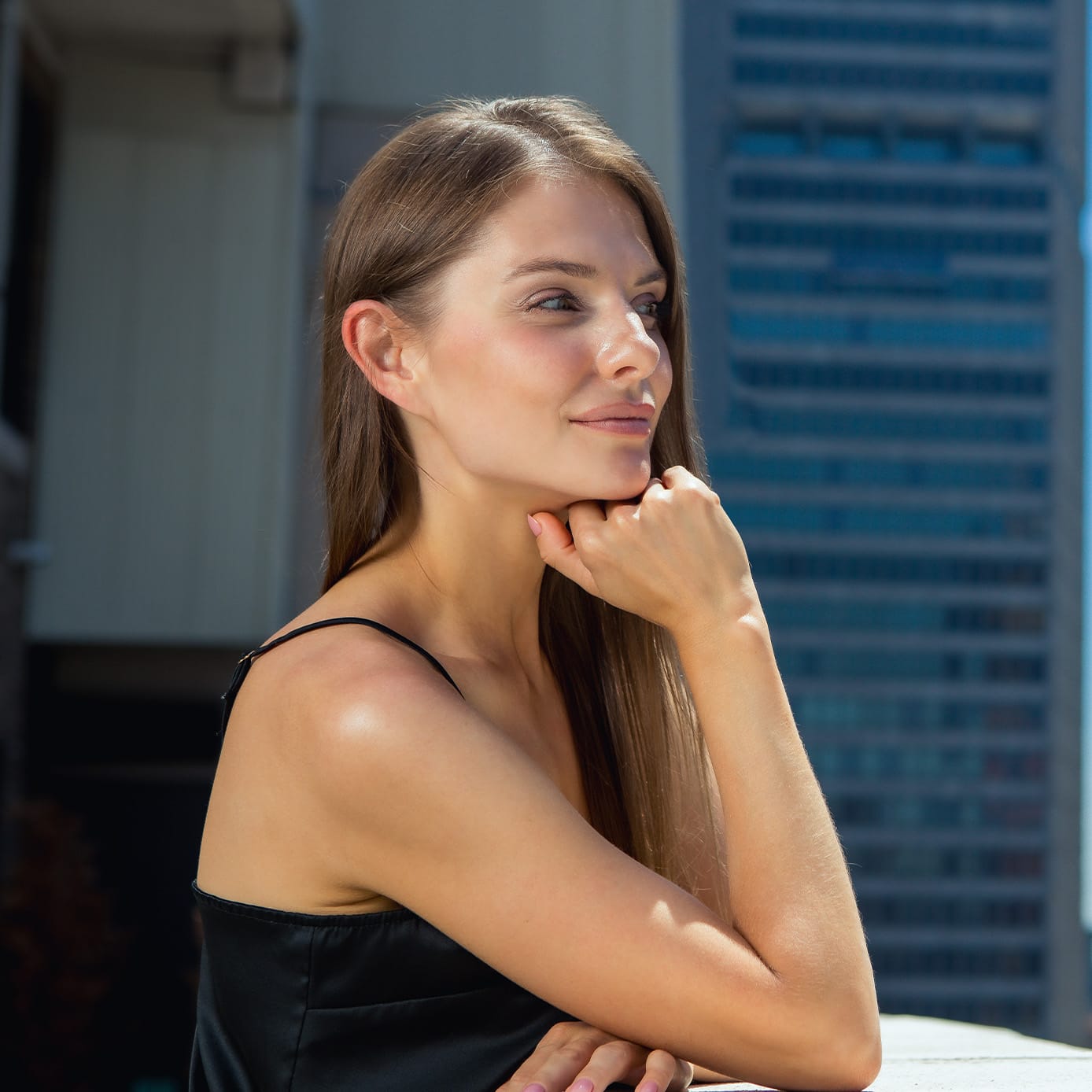 Image of woman in black top