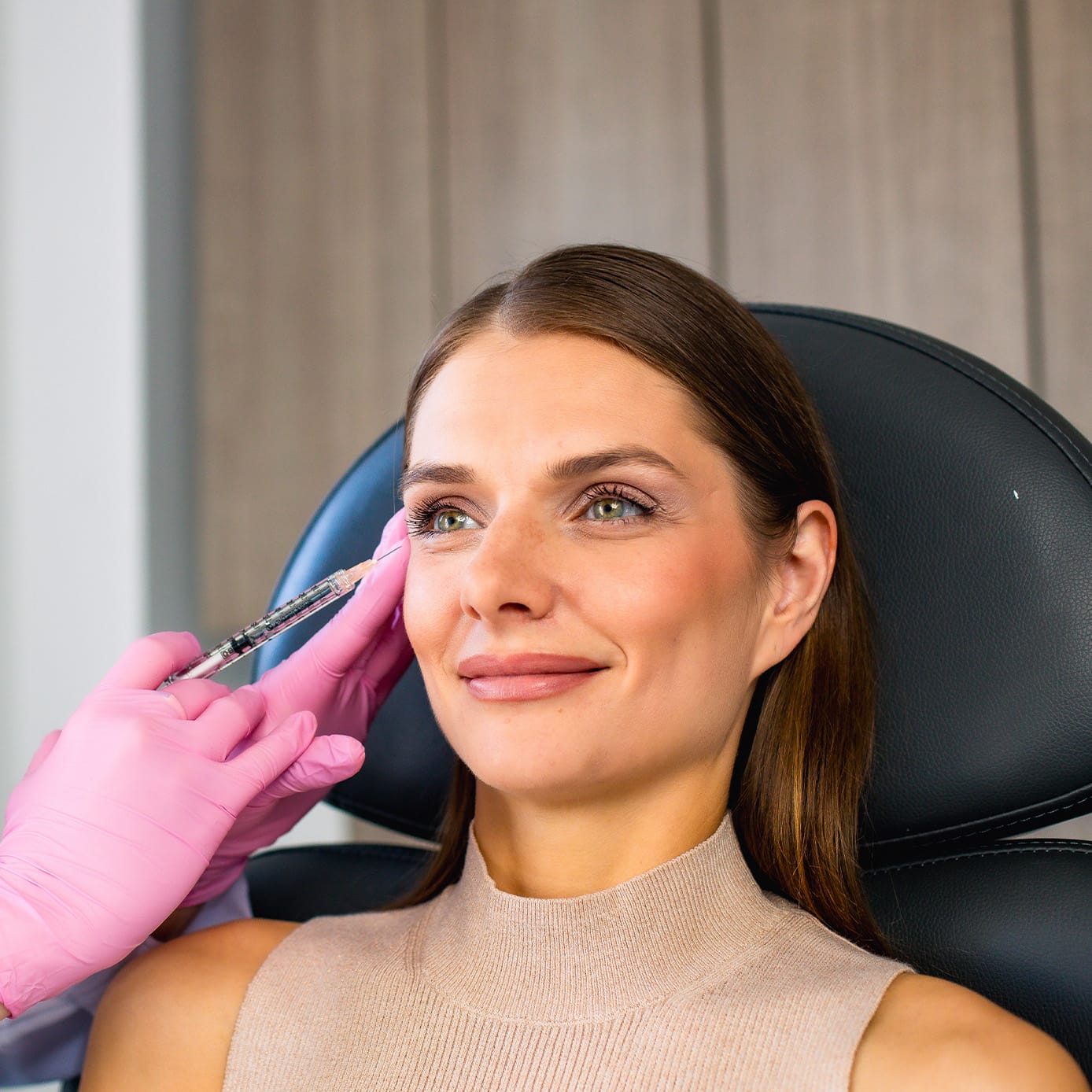 Woman during injectable treatment
